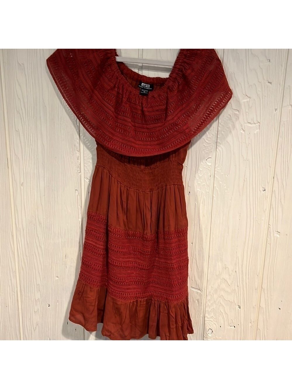Naoo Nation Ak Outfitters Rust Boho Tiered Flounce Dress Medium